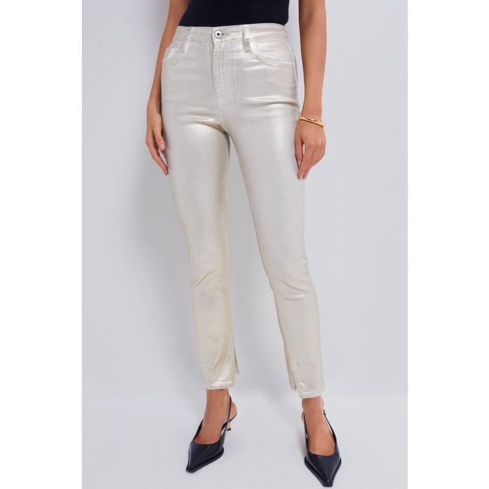 Tuckernuck SIMKHAI Gold Foil Rae High Rise Ankle Skinny Pants NWT Size 28 - Picture 2 of 12